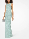 MICHAEL KORS LEOPARD SEQUINED STRETCH-TULLE GOWN