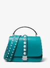 MICHAEL KORS MIA STUDDED CALF LEATHER SHOULDER SATCHEL