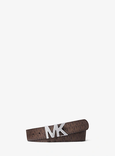 Michael Kors Reversible Logo Buckle Belt In Brown