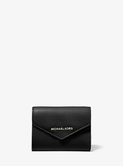 Michael Kors Medium Crossgrain Leather Envelope Wallet In Black