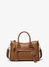 MICHAEL KORS CARINE SMALL STUDDED PEBBLED LEATHER SATCHEL