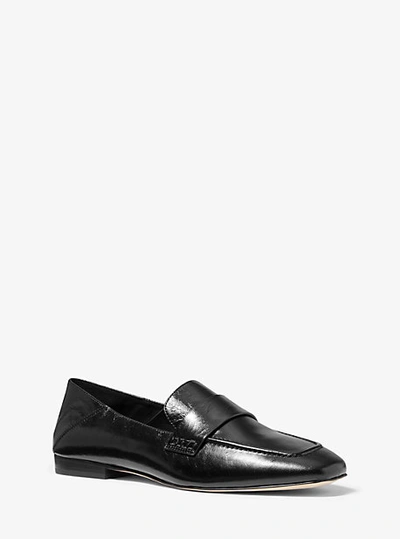 Michael Kors Ladies Black Emory Leather Foldover Loafers
