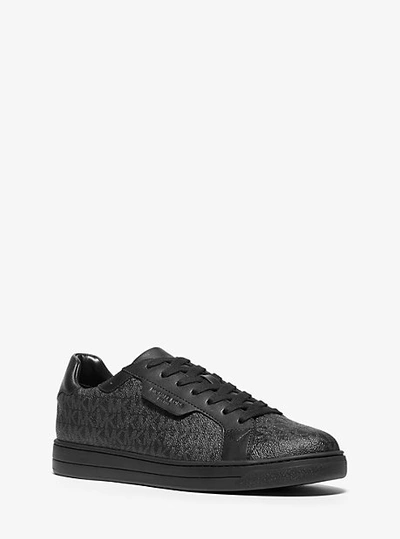 Michael Kors Keating Logo And Leather Sneaker In Black