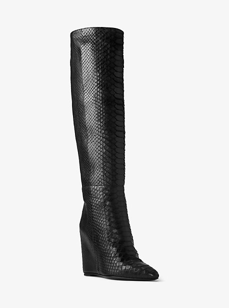 michael kors wedge boots black