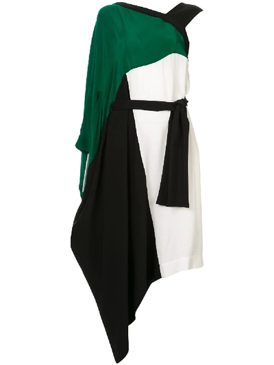 Taylor Equilateral Colour Block Asymmetric Dress In Multicolour