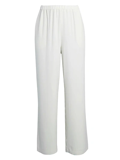 Eileen Fisher Fuji Silk Cropped Straight Pants In Bone