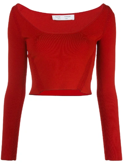 Proenza Schouler White Label Scoop-neck Compact-knit Crop Top In Red