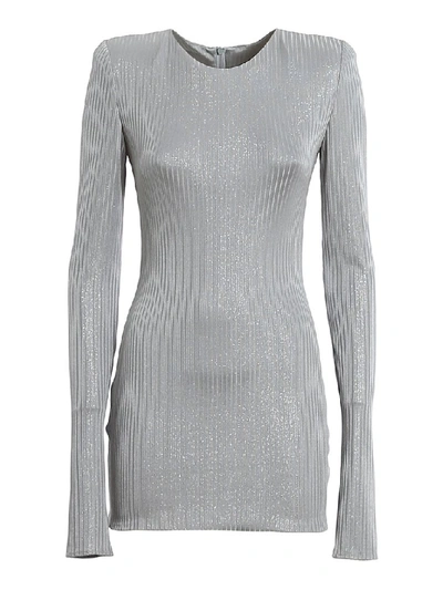Alexandre Vauthier Rib Jersey Lamé Mini Dress In Light Grey