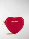 Miu Miu Crocodile Effect Heart-shaped Purse In Red