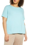 Eileen Fisher Organic Linen Blend T-shirt In Scarab