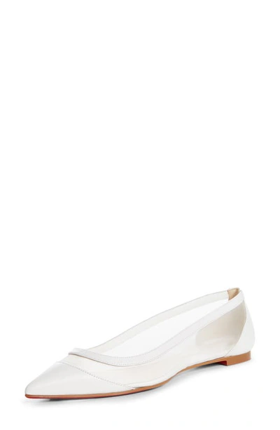 Christian Louboutin Galativi Leather And Mesh Point-toe Flats In White