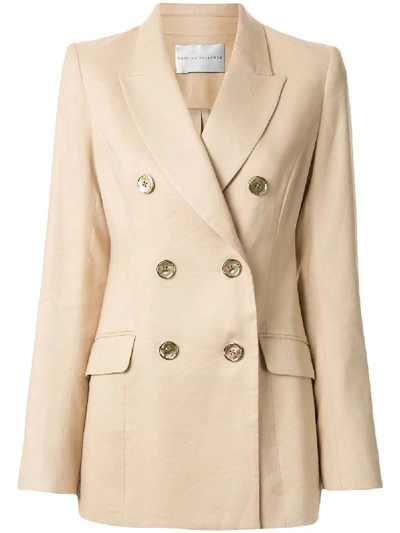 Rebecca Vallance Mojito Double-breasted Linen-blend Blazer In Beige