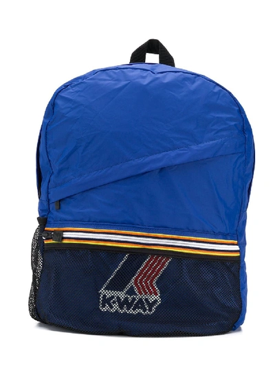 K-way Kids' Logo Print Backpack In Blue