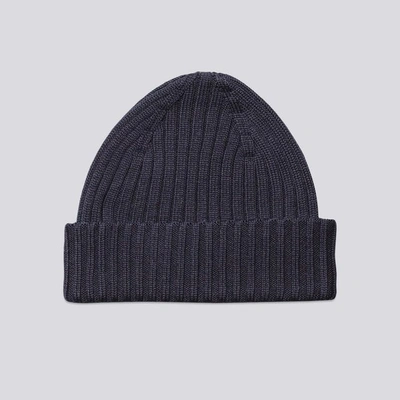 Asket The Ribbed Wool Beanie Dark Navy