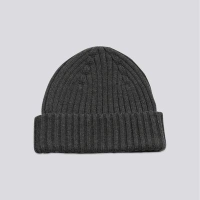 Asket The Ribbed Wool Beanie Charcoal Melange