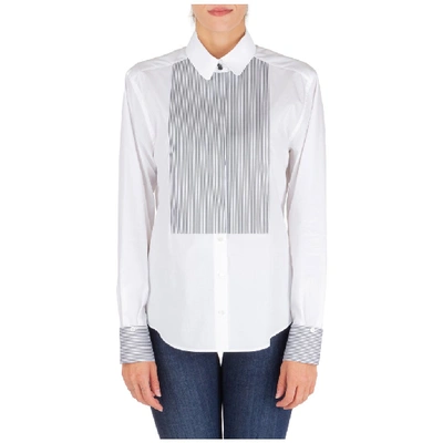 Dolce & Gabbana Striped Bib Shirt In Bianco