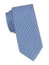 Ferragamo Seahorse Silk Tie In Marine Blue