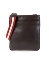 Bally Men's Terino Stripe-strap Leather Crossbody Bag In Chocolate