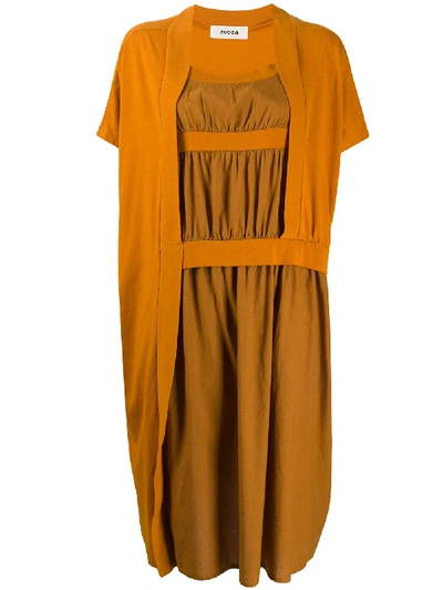 Zucca Panelled Jersey T-shirt Dress In Brown