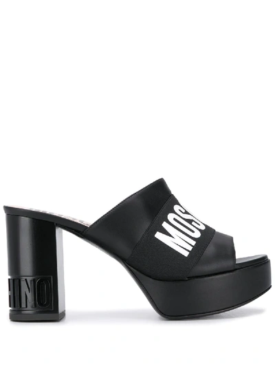 Moschino Logo 95mm Mules In Black