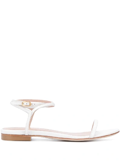 Stuart Weitzman Merinda Flat Patent Sandals In White
