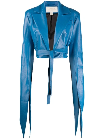 Materiel Waist-tied Cropped Jacket In Blue