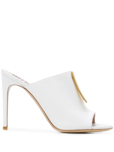 Moschino Logo Plaque Mules In White