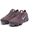 Nike Women's Air Vapormax Flyknit 3 Running Sneakers From Finish Line In Plum, Metallic Silver