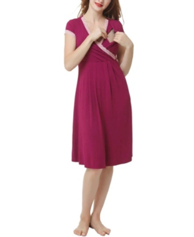 Kimi & Kai Jenny Maternity Nursing Night Gown In Berry