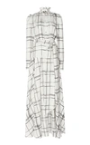 ALEXANDRE VAUTHIER CHECKED SILK TIE WAIST JUMPSUIT,787814