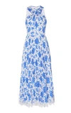 ANDREW GN PRINTED PLEATED SILK HALTER DRESS,788908