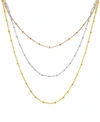 Essentials Silver Plated Multi-chain 18" Layered Statement Necklace In Tri-tone