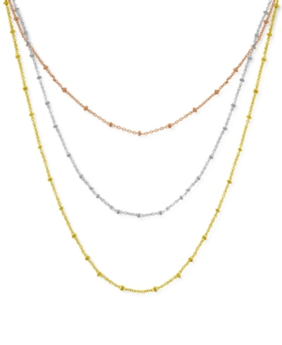 ESSENTIALS SILVER PLATED BEADED 18" LAYERED NECKLACE