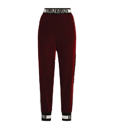 Dolce & Gabbana Velvet Track Trousers In Red