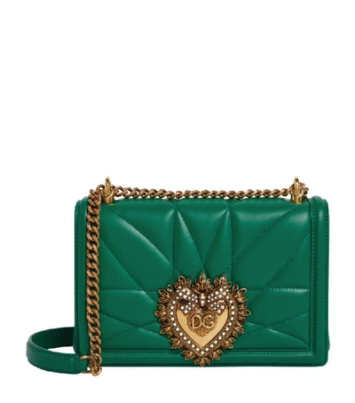 Dolce & Gabbana Mini Quilted Leather Devotion Bag In Green