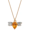BEE GODDESS CITRINE AND DIAMOND QUEEN BEE NECKLACE,14867552