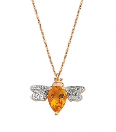Bee Goddess Citrine And Diamond Queen Bee Necklace