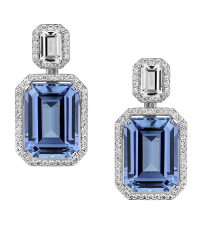 Atelier Swarovski X Penélope Cruz White Gold, Topaz And Lab-grown Diamond Ángel Earrings In White Gold,blue