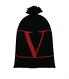 VALENTINO GARAVANI WOOL-CASHMERE LOGO BEANIE,15291660