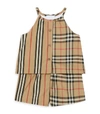 BURBERRY KIDS ICON STRIPE AND VINTAGE CHECK PLAYSUIT,15331130