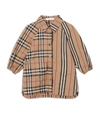 BURBERRY KIDS VINTAGE CHECK AND ICON STRIPE COTTON SHIRT DRESS,15346079