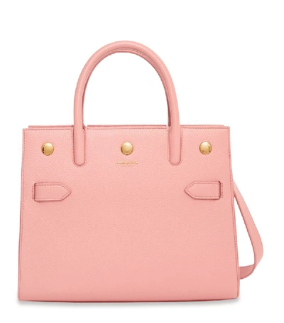 Burberry Mini Leather Two-handle Title Bag In Pink