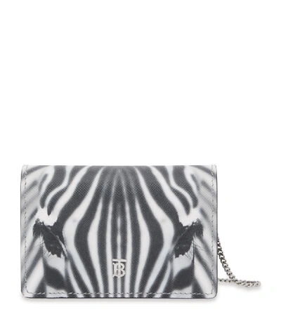 Burberry Leather Zebra Print Chain Card Holder