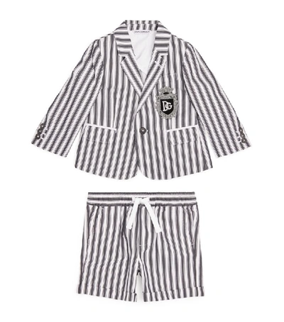 Dolce & Gabbana Babies' Kids Stripe Print Logo Two-piece Suit (3-30 Months) In Black