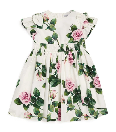 Dolce & Gabbana Kids Rose Print Dress (2-6 Years) In White