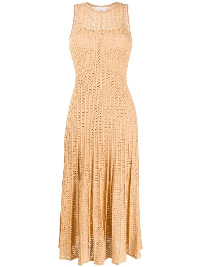 Sandro Alena Pleated Knit Dress In Gold | ModeSens