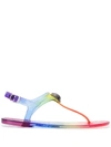 Kurt Geiger Maddison Rainbow Jelly T-bar Sandals In Orange