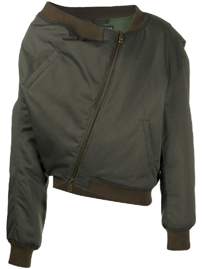 Y/project Asymmetric Draped Jacket In Green