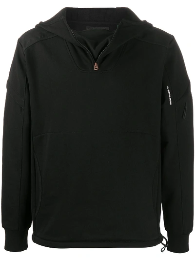 G-star Raw Panelled Hooded Sweatshirt In Black