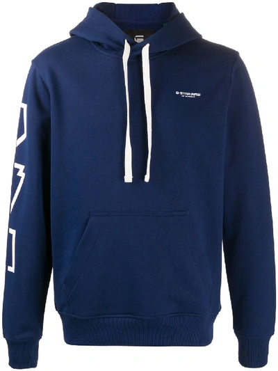 G-star Raw Back-detail Logo Hoodie In Blue